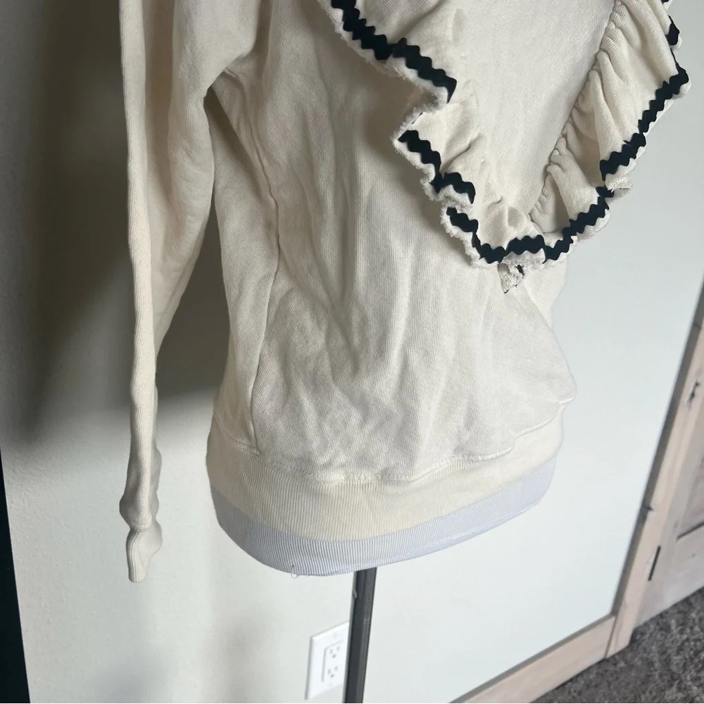 THE GREAT. The Shrunken Ruffle Sweatshirt Washed White Casual Women’s XS - Picture 6 of 10